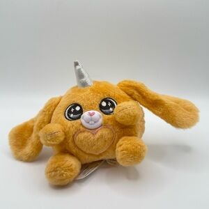 Plush Bunny Toy with Silver Horn and Cute Grey Eyes